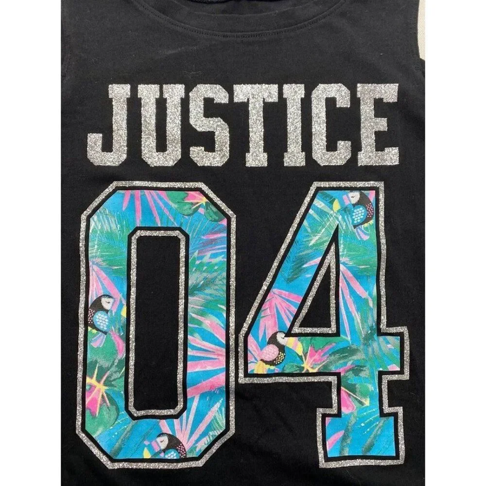 Justice Cold‎ Shoulder Shirt Tops Girls 18 20 Black Silver Glitter Jersey-Style